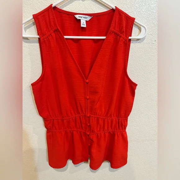 Nine West Red Sleeveless Blouse - Picture 8 of 10